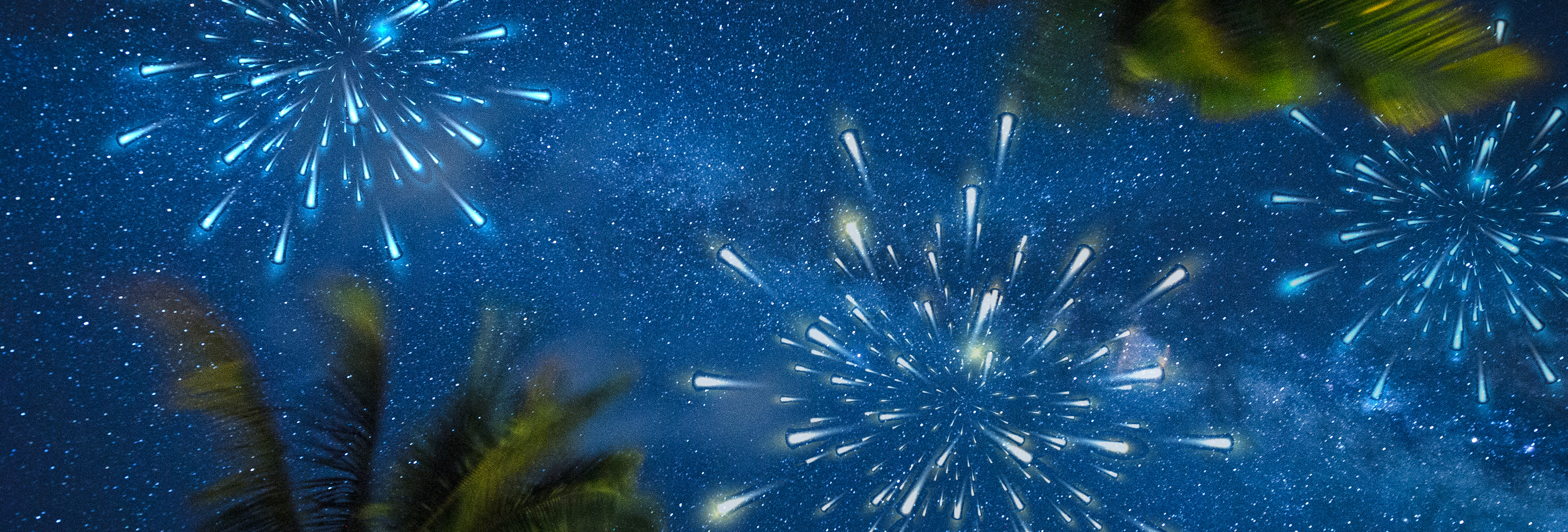 Fireworks on a starry night